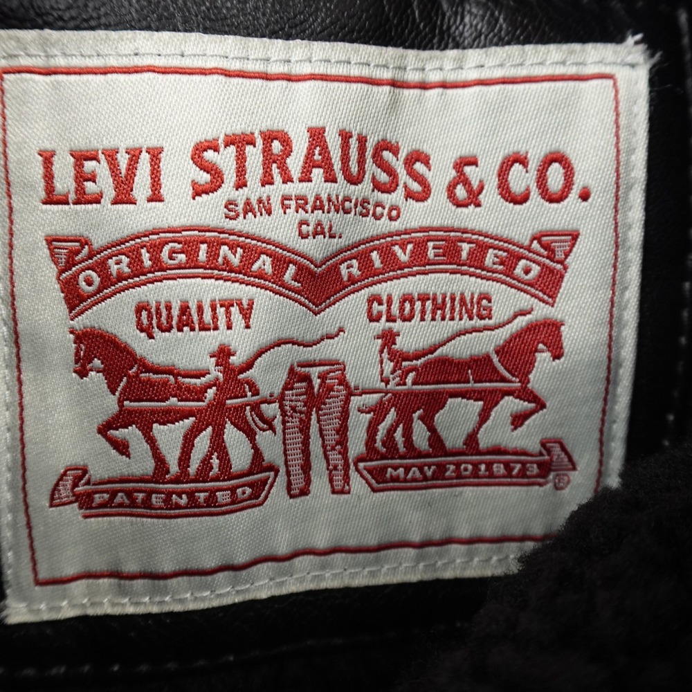 NEW Levis Jacket Mens XL Black Faux Leather Sherpa Lined Zip Trucker Bomber Coat - Picture 6 of 12